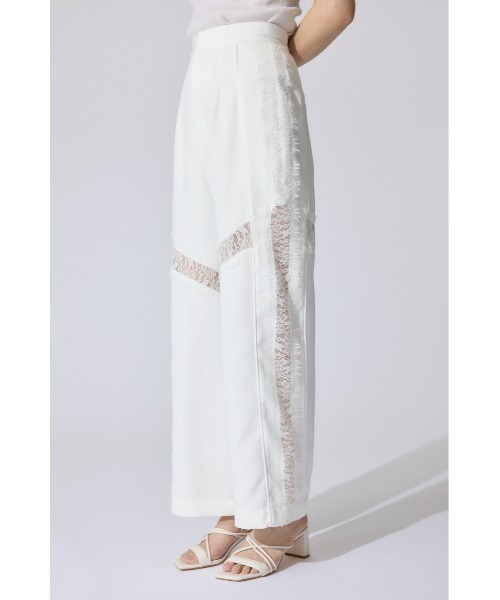 rienda（リエンダ）の「レースコンビジャストウエストストレートパンツ 春服（スラックス・レディース・グレー/ブラック/ホワイト・SMALL/MEDIUM）」の7枚目の写真