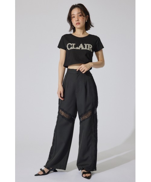 rienda（リエンダ）の「レースコンビジャストウエストストレートパンツ 春服（スラックス・レディース・グレー/ブラック/ホワイト・SMALL/MEDIUM）」の5枚目の写真