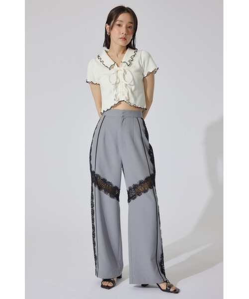 rienda（リエンダ）の「レースコンビジャストウエストストレートパンツ 春服（スラックス・レディース・グレー/ブラック/ホワイト・SMALL/MEDIUM）」の14枚目の写真