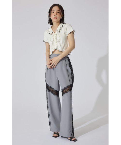 rienda（リエンダ）の「レースコンビジャストウエストストレートパンツ 春服（スラックス・レディース・グレー/ブラック/ホワイト・SMALL/MEDIUM）」の13枚目の写真