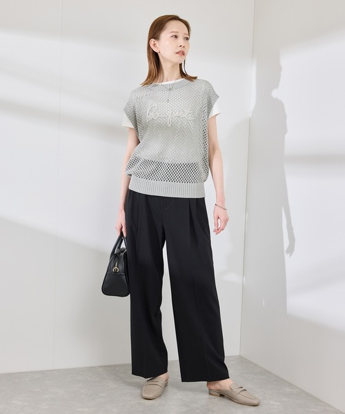 ROPE' PICNIC（ロペピクニック）の「コード刺繍入りメッシュサマーニット（ニット/セーター・レディース・ダークブラウン/グレー/オフホワイト・38）」の4枚目の写真