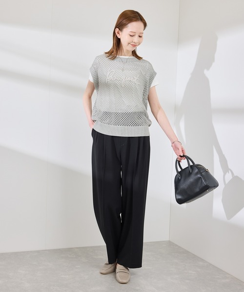 ROPE' PICNIC（ロペピクニック）の「コード刺繍入りメッシュサマーニット（ニット/セーター・レディース・ダークブラウン/グレー/オフホワイト・38）」の5枚目の写真