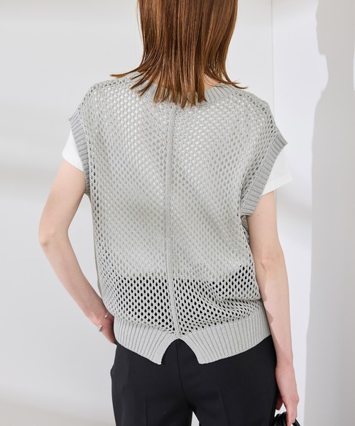 ROPE' PICNIC（ロペピクニック）の「コード刺繍入りメッシュサマーニット（ニット/セーター・レディース・ダークブラウン/グレー/オフホワイト・38）」の9枚目の写真