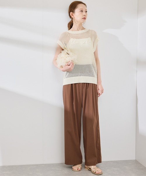 ROPE' PICNIC（ロペピクニック）の「コード刺繍入りメッシュサマーニット（ニット/セーター・レディース・ダークブラウン/グレー/オフホワイト・38）」の10枚目の写真