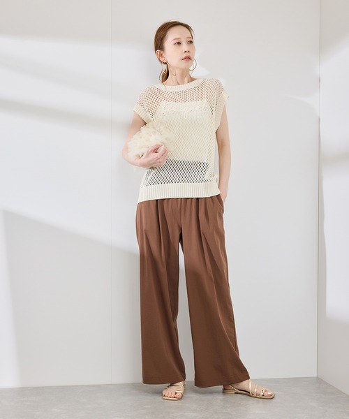 ROPE' PICNIC（ロペピクニック）の「コード刺繍入りメッシュサマーニット（ニット/セーター・レディース・ダークブラウン/グレー/オフホワイト・38）」の11枚目の写真