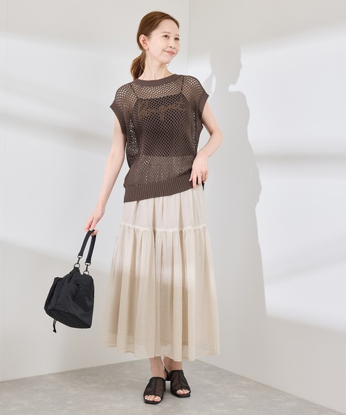 ROPE' PICNIC（ロペピクニック）の「コード刺繍入りメッシュサマーニット（ニット/セーター・レディース・ダークブラウン/グレー/オフホワイト・38）」の15枚目の写真