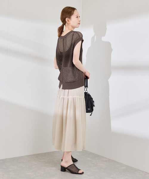 ROPE' PICNIC（ロペピクニック）の「コード刺繍入りメッシュサマーニット（ニット/セーター・レディース・ダークブラウン/グレー/オフホワイト・38）」の17枚目の写真