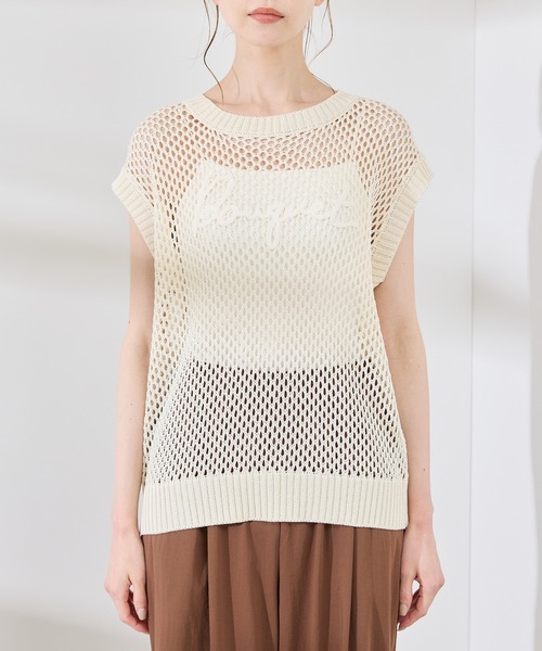 ROPE' PICNIC（ロペピクニック）の「コード刺繍入りメッシュサマーニット（ニット/セーター・レディース・ダークブラウン/グレー/オフホワイト・38）」の20枚目の写真