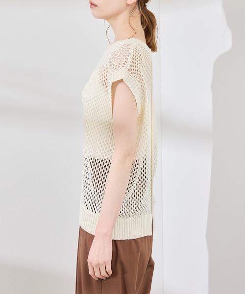 ROPE' PICNIC（ロペピクニック）の「コード刺繍入りメッシュサマーニット（ニット/セーター・レディース・ダークブラウン/グレー/オフホワイト・38）」の21枚目の写真