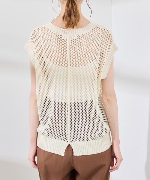 ROPE' PICNIC（ロペピクニック）の「コード刺繍入りメッシュサマーニット（ニット/セーター・レディース・ダークブラウン/グレー/オフホワイト・38）」の22枚目の写真