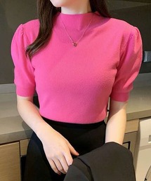 スリーブ 半袖 パフ」に該当するピンク/桃色系のファッション