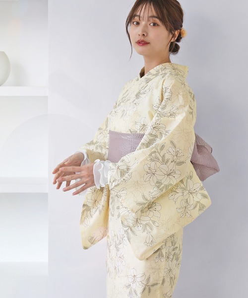 未使用品　袖に可愛いフリル付　着物セット セール】フリルプリーツ付け袖 2点セット（和装小物