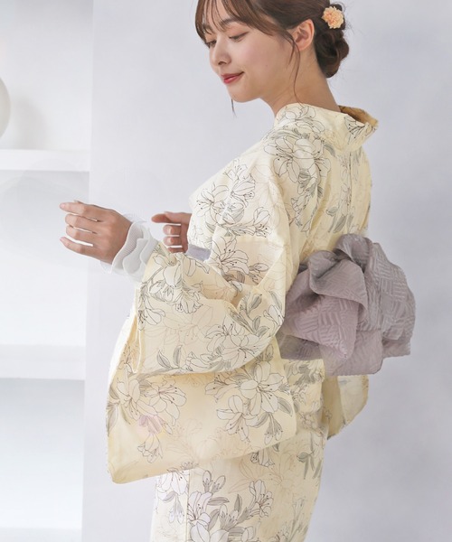 未使用品　袖に可愛いフリル付　着物セット セール】フリルプリーツ付け袖 2点セット（和装小物