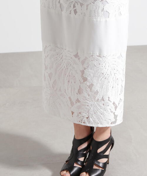PINKY&DIANNE（ピンキーアンドダイアン）の「◆リーフ柄レーススピンドルスカート（スカート・レディース・ホワイト/ブラック・36/38）」の5枚目の写真