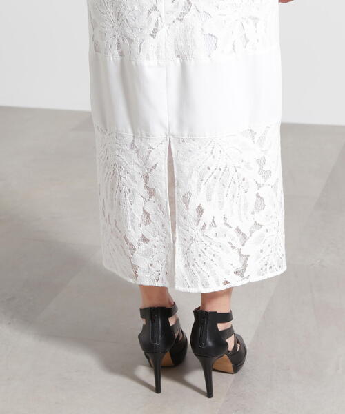PINKY&DIANNE（ピンキーアンドダイアン）の「◆リーフ柄レーススピンドルスカート（スカート・レディース・ホワイト/ブラック・36/38）」の3枚目の写真