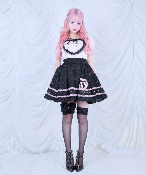 AVENCHUMU（アバンチュウム）の「Frill heart stone logo skirt（スカート・レディース・ドット/ブラック・FREE）」の17枚目の写真