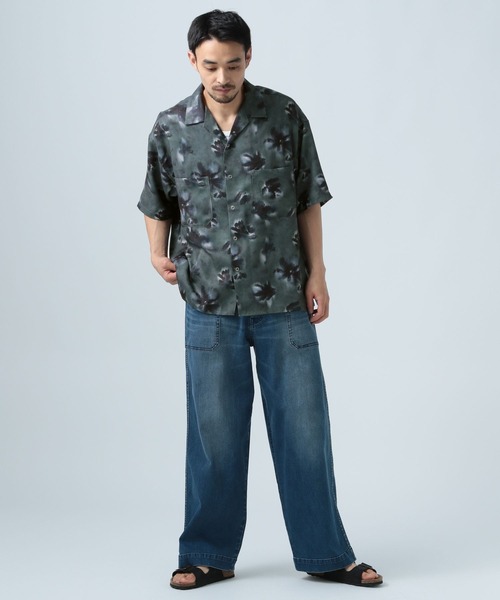 BAYFLOW(ベイフロー)の「【接触冷感】オープンカラー半袖柄シャツ(シャツ/ブラウス・メンズ・グリーン/ネイビー・MEDIUM/LARGE)」の14枚目の写真