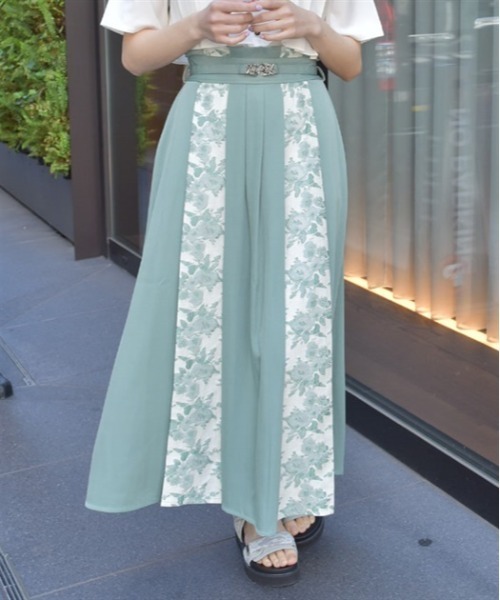 axes femme(アクシーズファム)の「ローズベルト付ジャカードスカート(スカート・レディース・グリーン/ブラック/サックスブルー・FREE)」の1枚目の写真