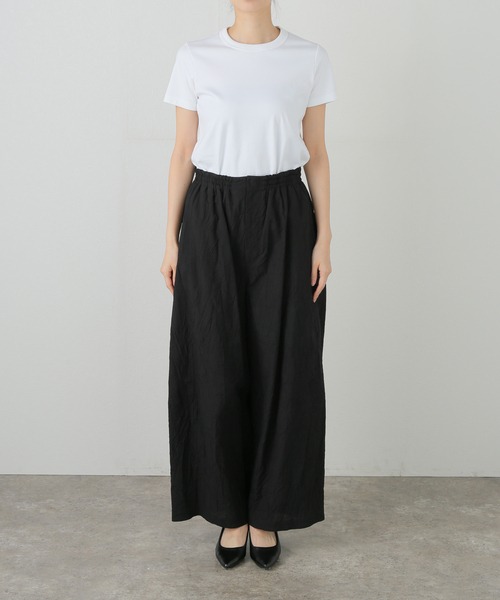 ATON(エイトン)の「ATON エイトン EASY WIDE PANTS PRAGGM0117(スラックス・レディース・ピンク/ブラック・SMALL)」の4枚目の写真