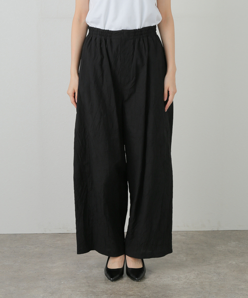 ATON(エイトン)の「ATON エイトン EASY WIDE PANTS PRAGGM0117(スラックス・レディース・ピンク/ブラック・SMALL)」の5枚目の写真
