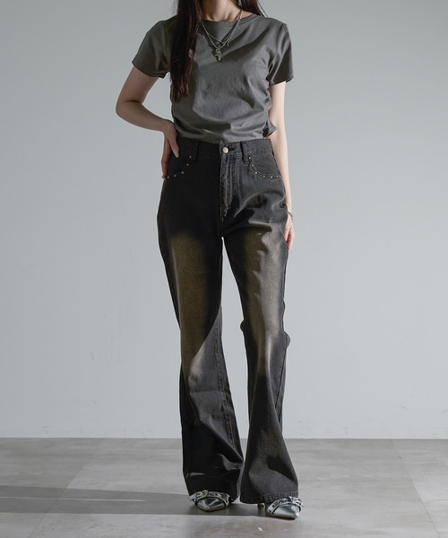 apres jour mignon(アプレジュールミニョン)の「ラメシャーリングクロップドTシャツ【ZOZOTOWN限定アイテム】(Tシャツ/カットソー・レディース・チャコールグレー/ブルー/ネイビー/ブラック・X-LARGE/フリー)」の9枚目の写真