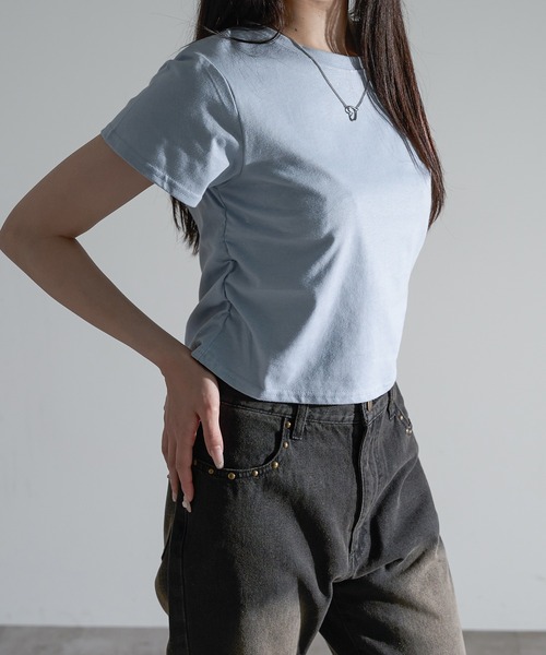 apres jour mignon(アプレジュールミニョン)の「ラメシャーリングクロップドTシャツ【ZOZOTOWN限定アイテム】(Tシャツ/カットソー・レディース・チャコールグレー/ブルー/ネイビー/ブラック・X-LARGE/フリー)」の14枚目の写真