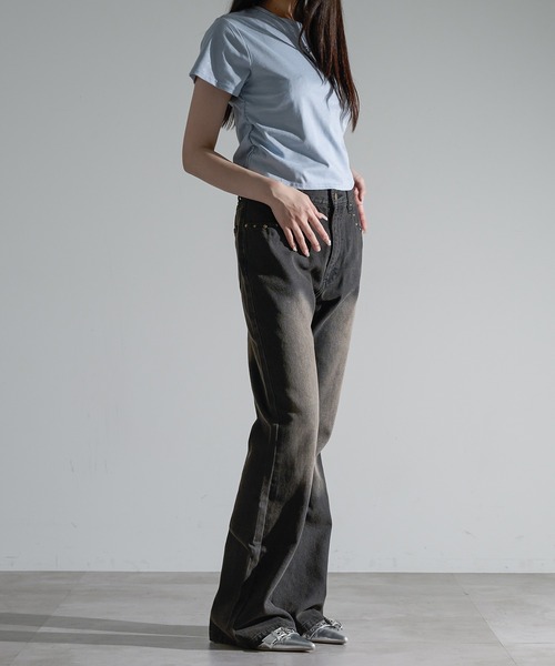 apres jour mignon(アプレジュールミニョン)の「ラメシャーリングクロップドTシャツ【ZOZOTOWN限定アイテム】(Tシャツ/カットソー・レディース・チャコールグレー/ブルー/ネイビー/ブラック・X-LARGE/フリー)」の15枚目の写真