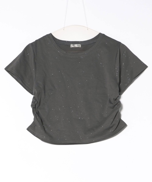 apres jour mignon(アプレジュールミニョン)の「ラメシャーリングクロップドTシャツ【ZOZOTOWN限定アイテム】(Tシャツ/カットソー・レディース・チャコールグレー/ブルー/ネイビー/ブラック・X-LARGE/フリー)」の10枚目の写真
