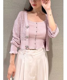 モノグラムビジューカットトップス ピンク 送料込！LIZLISA モノグラムビジューカットトップス【ピンク】