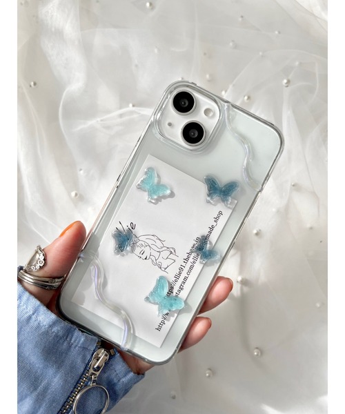 kinaマルチーズバタフライ　スマホケース ellie】バタフライiPhoneケース iPhone16(MA)（スマホケース/カバー