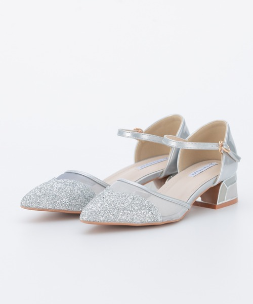 haremode（ハレモード）の「結婚式 お呼ばれ 謝恩会 成人式 対応 ミラー モザイク チャンキー 4cmヒール  ポインテッドトゥ パーティー オケージョン パンプス（パンプス・レディース・ブラック/ベージュ/シルバー・22.5cm/23cm/23.5cm/24cm/24.5cm）」の3枚目の写真