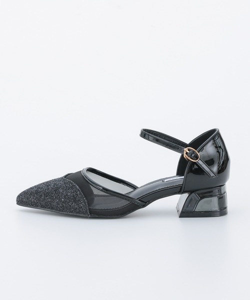 haremode（ハレモード）の「結婚式 お呼ばれ 謝恩会 成人式 対応 ミラー モザイク チャンキー 4cmヒール  ポインテッドトゥ パーティー オケージョン パンプス（パンプス・レディース・ブラック/ベージュ/シルバー・22.5cm/23cm/23.5cm/24cm/24.5cm）」の4枚目の写真