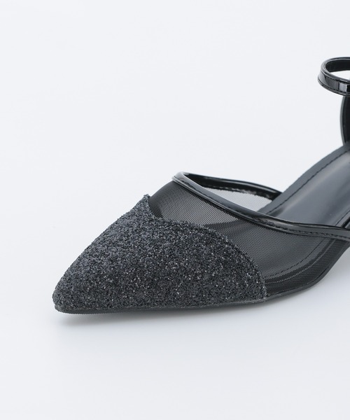 haremode（ハレモード）の「結婚式 お呼ばれ 謝恩会 成人式 対応 ミラー モザイク チャンキー 4cmヒール  ポインテッドトゥ パーティー オケージョン パンプス（パンプス・レディース・ブラック/ベージュ/シルバー・22.5cm/23cm/23.5cm/24cm/24.5cm）」の6枚目の写真