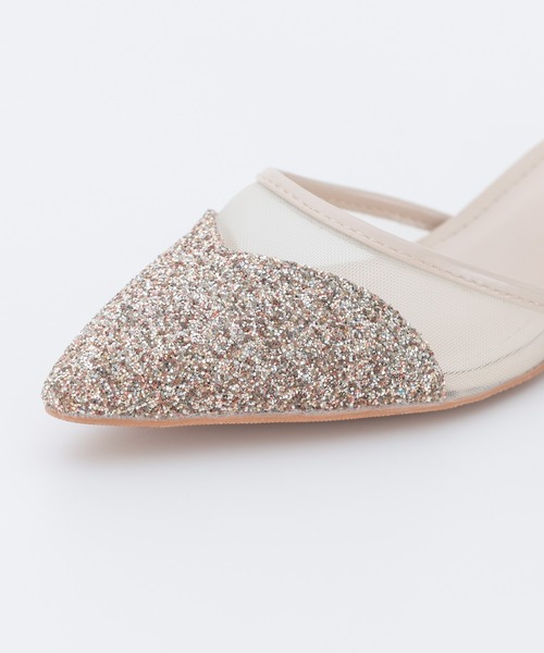 haremode（ハレモード）の「結婚式 お呼ばれ 謝恩会 成人式 対応 ミラー モザイク チャンキー 4cmヒール  ポインテッドトゥ パーティー オケージョン パンプス（パンプス・レディース・ブラック/ベージュ/シルバー・22.5cm/23cm/23.5cm/24cm/24.5cm）」の9枚目の写真