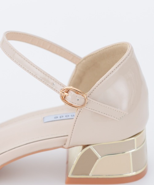 haremode（ハレモード）の「結婚式 お呼ばれ 謝恩会 成人式 対応 ミラー モザイク チャンキー 4cmヒール  ポインテッドトゥ パーティー オケージョン パンプス（パンプス・レディース・ブラック/ベージュ/シルバー・22.5cm/23cm/23.5cm/24cm/24.5cm）」の10枚目の写真