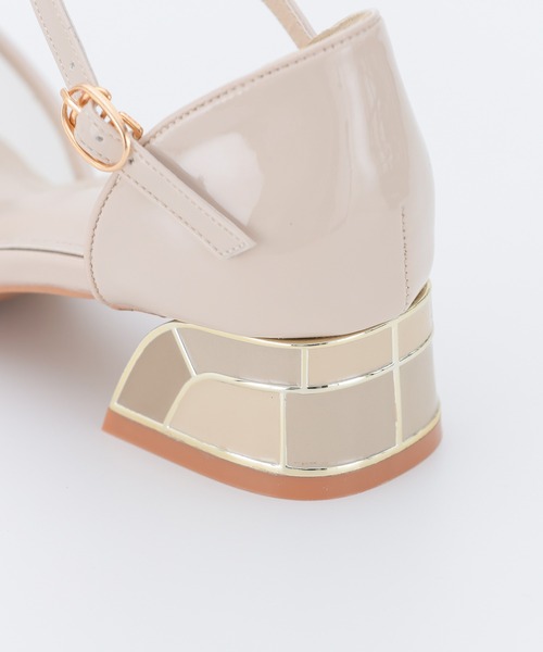 haremode（ハレモード）の「結婚式 お呼ばれ 謝恩会 成人式 対応 ミラー モザイク チャンキー 4cmヒール  ポインテッドトゥ パーティー オケージョン パンプス（パンプス・レディース・ブラック/ベージュ/シルバー・22.5cm/23cm/23.5cm/24cm/24.5cm）」の11枚目の写真