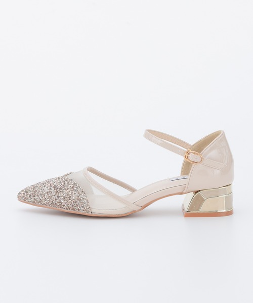 haremode（ハレモード）の「結婚式 お呼ばれ 謝恩会 成人式 対応 ミラー モザイク チャンキー 4cmヒール  ポインテッドトゥ パーティー オケージョン パンプス（パンプス・レディース・ブラック/ベージュ/シルバー・22.5cm/23cm/23.5cm/24cm/24.5cm）」の12枚目の写真