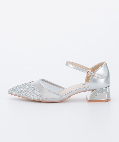 haremode（ハレモード）の「結婚式 お呼ばれ 謝恩会 成人式 対応 ミラー モザイク チャンキー 4cmヒール  ポインテッドトゥ パーティー オケージョン パンプス（パンプス・レディース・ブラック/ベージュ/シルバー・22.5cm/23cm/23.5cm/24cm/24.5cm）」の14枚目の写真