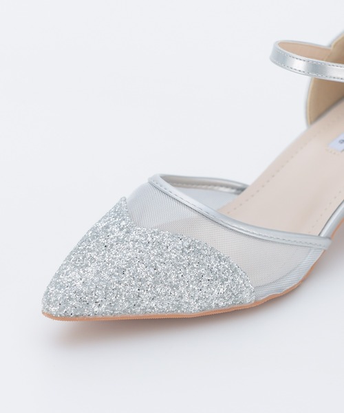 haremode（ハレモード）の「結婚式 お呼ばれ 謝恩会 成人式 対応 ミラー モザイク チャンキー 4cmヒール  ポインテッドトゥ パーティー オケージョン パンプス（パンプス・レディース・ブラック/ベージュ/シルバー・22.5cm/23cm/23.5cm/24cm/24.5cm）」の16枚目の写真