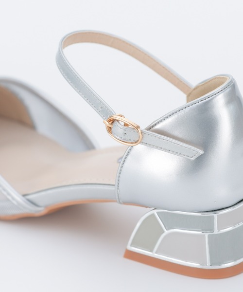 haremode（ハレモード）の「結婚式 お呼ばれ 謝恩会 成人式 対応 ミラー モザイク チャンキー 4cmヒール  ポインテッドトゥ パーティー オケージョン パンプス（パンプス・レディース・ブラック/ベージュ/シルバー・22.5cm/23cm/23.5cm/24cm/24.5cm）」の17枚目の写真