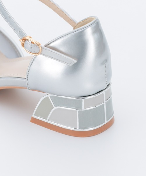 haremode（ハレモード）の「結婚式 お呼ばれ 謝恩会 成人式 対応 ミラー モザイク チャンキー 4cmヒール  ポインテッドトゥ パーティー オケージョン パンプス（パンプス・レディース・ブラック/ベージュ/シルバー・22.5cm/23cm/23.5cm/24cm/24.5cm）」の18枚目の写真