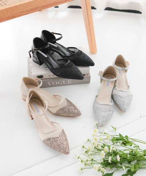 haremode（ハレモード）の「結婚式 お呼ばれ 謝恩会 成人式 対応 ミラー モザイク チャンキー 4cmヒール  ポインテッドトゥ パーティー オケージョン パンプス（パンプス・レディース・ブラック/ベージュ/シルバー・22.5cm/23cm/23.5cm/24cm/24.5cm）」の20枚目の写真