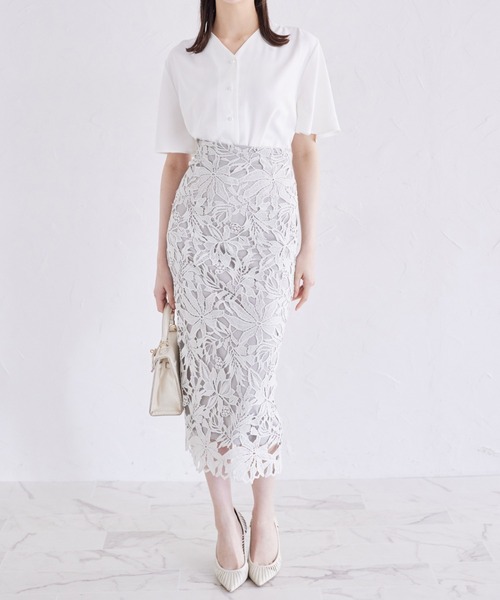 tocco closet(トッコ クローゼット)の「パール釦Vネックフレアスリーブブラウス(シャツ/ブラウス・レディース・オフホワイト/ピンク/ホワイト・M)」の9枚目の写真