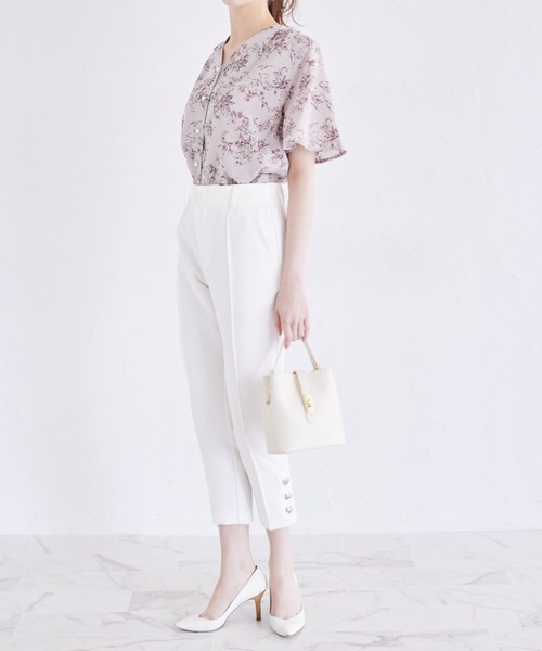 tocco closet(トッコ クローゼット)の「パール釦Vネックフレアスリーブブラウス(シャツ/ブラウス・レディース・オフホワイト/ピンク/ホワイト・M)」の16枚目の写真