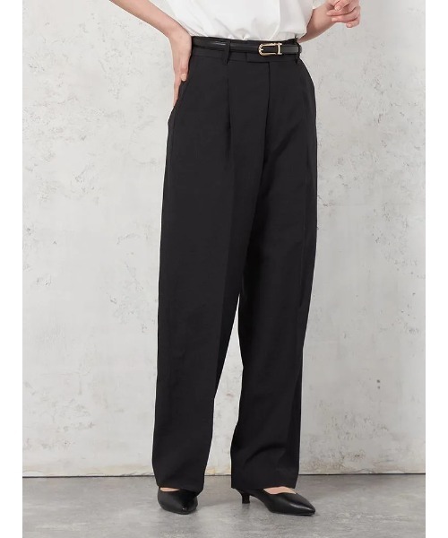 HARUYAMA（ハルヤマ）の「【ウォッシャブル】ワイドパンツ クレープ2WAYワッシャー素材 SOFFICE（スラックス・レディース・ブラック/ライトグレー・13号/7号/9号/11号）」の2枚目の写真