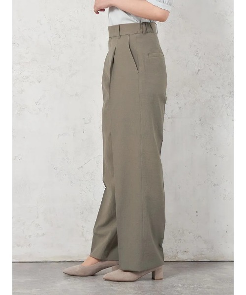 HARUYAMA（ハルヤマ）の「【ウォッシャブル】ワイドパンツ クレープ2WAYワッシャー素材 SOFFICE（スラックス・レディース・ブラック/ライトグレー・13号/7号/9号/11号）」の3枚目の写真