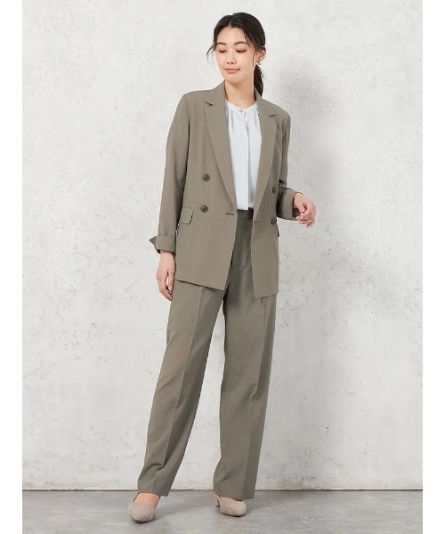 HARUYAMA（ハルヤマ）の「【ウォッシャブル】ワイドパンツ クレープ2WAYワッシャー素材 SOFFICE（スラックス・レディース・ブラック/ライトグレー・13号/7号/9号/11号）」の10枚目の写真