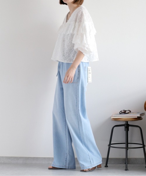 cepo（セポ）の「フリルデザインレースシャツ（シャツ/ブラウス・レディース・ブラウン/オフホワイト・M）」の4枚目の写真