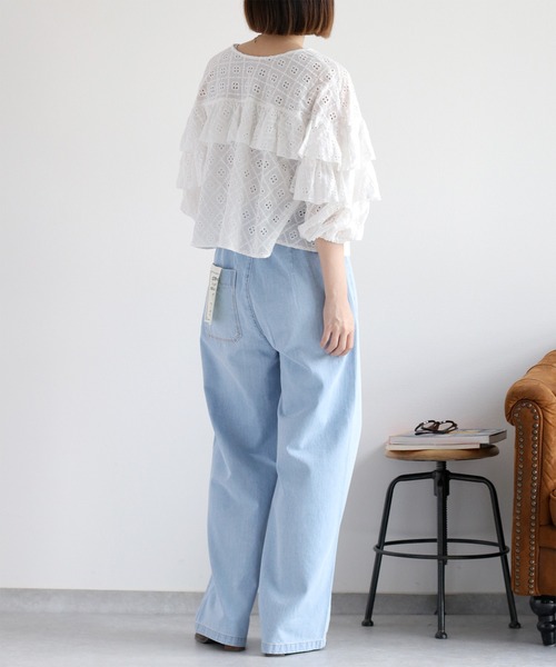 cepo（セポ）の「フリルデザインレースシャツ（シャツ/ブラウス・レディース・ブラウン/オフホワイト・M）」の5枚目の写真