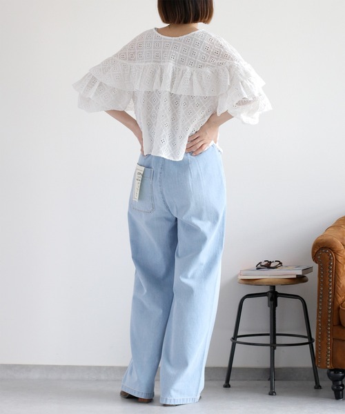 cepo（セポ）の「フリルデザインレースシャツ（シャツ/ブラウス・レディース・ブラウン/オフホワイト・M）」の6枚目の写真